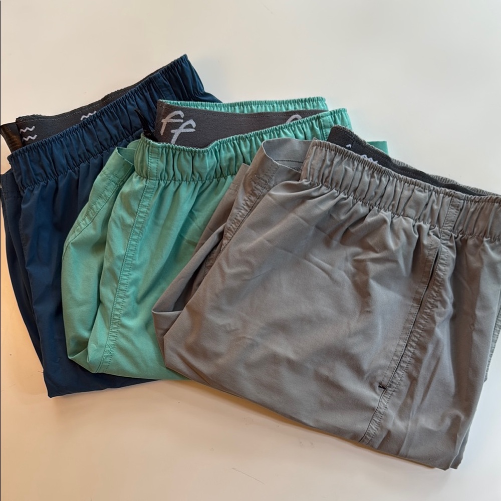 Lot of 3 Free Fly Mens Shorts - Blue, Green, and Gray- US Large
